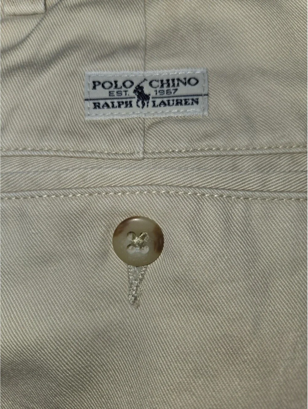 Polo Ralph Lauren Pant Men 38x32 Beige Pleated Classic Chino Cotton Basic Casual